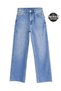 1056 Women's High Waist Wide Leg Jean Pants Blue - 2