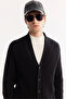 Men's Black Shawl Collar Buttoned Soft Touch Striped Regular Fit Cardigan A52Y5042 - 5
