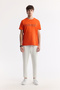 Men's Orange Crew Neck Bi-Stretch Interlock Regular Fit T-Shirt A51Y1021 - 6