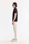 Men's Anthracite Non-Curling Polo Collar Buttonless Easy-Ironing Regular Fit T-Shirt A61Y1125 - 3