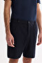 Men's Navy Blue Side Elasticated Ribbed Relaxed Fit Chino Shorts A61Y3730 - 5