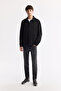 Men's Black Classic Collar Lined Regular Fit Shirt Jacket A51Y6002 - 5