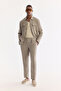 Men's Gray Elastic Waist 100% Linen Relaxed Fit Trousers B003032 - 2