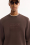 Men's Brown Crew Neck Cotton Bi-Stretch Printed Regular Fit Sweatshirt A52Y1289 - 7