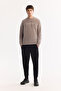 Men's Gray Crew Neck Soft Touch Printed Fleece Regular Fit Sweatshirt A52Y1269 - 5
