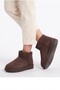 Furry Warm Water-Repellent Women's Winter Daily Use Short Mini Thin Sole Boots Brown - 2