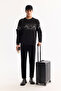 Men's Black Crew Neck Cotton Bi-Stretch Printed Regular Fit Sweatshirt A52Y1256 - 6