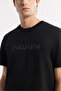 Men's Black Crew Neck Printed Bi-Stretch Interlock Regular Fit T-Shirt A51Y1132 - 2
