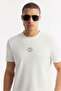 Men's Ecru Crew Neck Printed Bi-Stretch Interlock Regular Fit T-Shirt A51Y1162 - 2