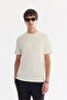 Men's Ecru Crew Neck Printed Bi-Stretch Interlock Regular Fit T-Shirt A61Y1054