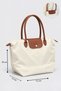 Women's Leather Handle Foldable Large Size Shopper Hand and Shoulder Bag - Cream-Tan - 4