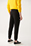 Men's Black Lace-Up Waist Elastic 3 Thread Raised Sweatpants E 003402 - 3