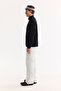 Men's Black Stand Collar Zippered Soft Touch Fleece Regular Fit Sweatshirt A52Y1207 - 3