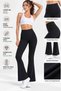 Women's Black Flared Diving Fabric Leggings - High Waist Recovery - 7