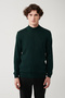 Men's Green Half Turtleneck Non-Pilling Knitwear Regular Fit Sweater E005001