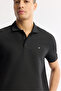 Men's Black Polo Neck Jacquard Elastane Regular Fit T-Shirt A51Y1121 - 2