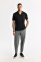 Men's Black Apaj Collar Striped Jacquard Elastane Regular Fit T-Shirt A51Y1145 - 6