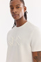 Men's Ecru Crew Neck Printed Bi-Stretch Interlock Regular Fit T-Shirt A61Y1068 - 2