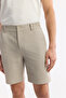 Men's Beige Side Elasticated Ribbed Bi-Stretch Slim Fit Chino Shorts A51Y3730 - 4