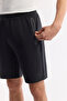 Men's Black Elastic Waist Technical Fabric Knitted Regular Fit Shorts A51Y3629 - 5