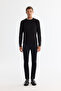 Men's Black Crew Neck Textured Regular Fit Knitwear Sweater E005110 - 6