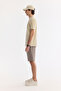 Men's Beige Crew Neck Cotton Pack Elastane Jacquard Regular Fit T-Shirt A61Y1032 - 3