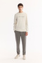 Men's Ecru Crew Neck Cotton Bi-Stretch Printed Regular Fit Sweatshirt A52Y1210 - 5