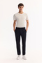Men's Dark Navy Blue Easy-Iron Slim Fit Trousers with Elastic Sides A52Y3040