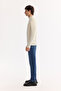 Men's Ecru Half Turtleneck Wool Blended Knitwear Sweater B 005015 - 3