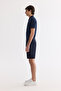 Men's Navy Blue Side Elasticated Ribbed Relaxed Fit Chino Shorts A61Y3730 - 3