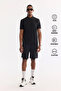 Men's Black Elastic Waist Anti-Wrinkle Quick-Drying Technical Fabric Regular Fit Knitted Shorts A61Y3626