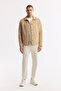 Men's Beige Classic Collar Lined Regular Fit Shirt Jacket A51Y6002 - 6