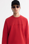 Men's Red Crew Neck Cotton Printed Elastane Regular Fit Sweatshirt A42Y1221 - 2