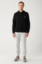 Men's Black Hooded 3 Thread Raised Chest Printed Sweatshirt A32Y1227 - 7