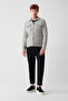 Men's Gray Classic Collar Snap Fastener Capped Pocket Short Stamp Coat A32Y6121 - 6