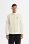 Men's Ecru Stand Collar Cotton Zippered Fleece Regular Fit Sweatshirt A42Y1311