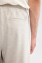 Men's Gray Side Elastic Herringbone Knitted Lace-Up Relaxed Fit Trousers A42Y3016 - 5