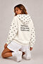 Women's Oversize Sweatshirt Hoodie Polka Dot Hooded, Kangaroo Pocket, 3 Thread Ruffle Anti-Pilling - 2
