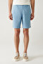 Men's Blue Elastic Waist Cotton Aspendos Relaxed Fit Shorts A41Y3733 - 2