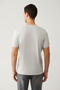 Men's Light Gray Crew Neck Printed Soft Touch Regular Fit T-Shirt A41Y1131 - 4