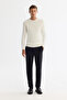 Men's Ecru Bicycle Double Collar Textured Cotton Knitwear Regular Fit Sweater A42Y5190 - 5