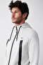 Men's Gray Interlock Fabric Hooded Zippered Sweatshirt A31Y1202 - 2