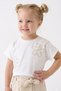 Girls Corduroy Floral Embroidered White T-Shirt and Bowknot Shorts 2-Piece Set - 3