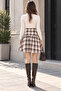 Summer Ecru Plaid Mini Skirt - 4