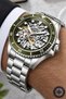 Automatic Mechanism Steel Cord, Steel Case Men Wristwatch Wristwatch with Bracelet Gift Silver-Green - 3
