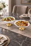 Papatya 2-Piece Footed Porcelain Presentation Plate Bowl Set - 3