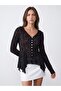 60433 Buttoned Peplum Lace Cardigan-Black - 3