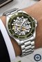 Automatic Mechanism Steel Cord, Steel Case Men Wristwatch Wristwatch with Bracelet Gift Silver-Green - 4
