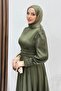 Buy Pleated Satin Evening Dress Khaki - 5