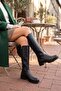 Venta Black Leather Back Stretch Casual Women's Boots - 6